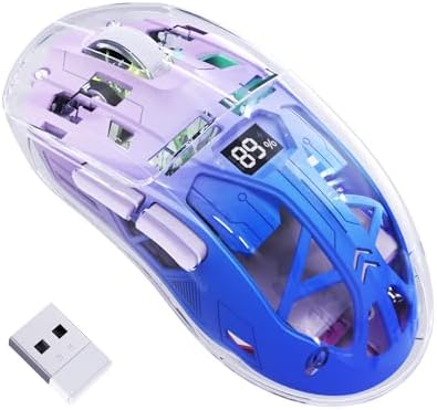 Souris De Jeu Sans Fil A2, Souris De Jeu Pc Double Mode 2,4 G/Bluetooth, Souris Rvb Avec Écran d'Affichage De Batterie, Coque Transparente, Pixart 3212 4000DPI, pour Win/MAC,Violet Crépuscule - Image 2