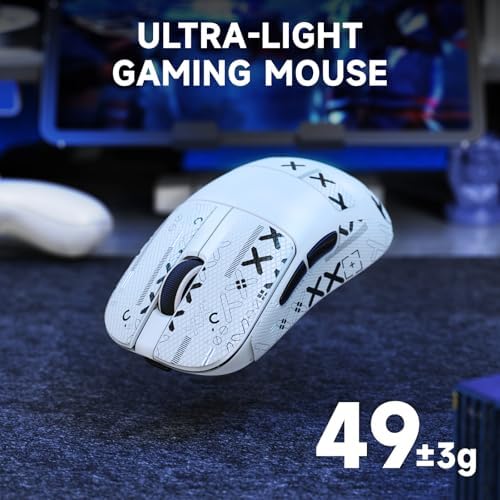 SOMIA MAGIC-REFINER AJ199 Souris De Jeu sans Fil Superlégère 49g avec Bande De Prise en Main, Capteur PAW3311, MCU BK3633, 24KDPI Réglable, 1KHz, BT/2.4G/Fil, 600mAh Rechargeable, pour PC/Win/Mac, Blanc - Image 5