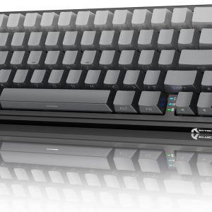 MAMBASNAKE X Attack Shark X66 Clavier Mécanique sans Fil 65% avec Bouton, Clavier De Jeu RGB Échange Chaud 60%, BT/2,4 G/USB-C, Linear Switch, Touches PBT Imprimées sur Le Côté -Nuit Au Clair De Lune