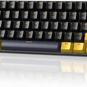 MAGIC-REFINER MK21 Clavier Mécanique de Jeu Filaire 60% USB-C, QWERTY UK, Interrupteurs Linéaires Red, Hot Swappable, 62 Touches Ultra-Compact, Éclairage Arrière RGB, Touche PBT, Noir Étoilé