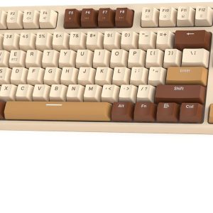 M88 TKL Clavier de Jeu sans Fil, Bluetooth/2,4 GHz, Clavier Mécanique Remplaçable à Chaud,Récepteur 2 en 1 de Type C/USB A, 87Touches PBT, Interrupteur Rouge pour PC/Mac - Brun Blanc