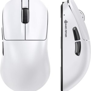 MAGIC-REFINER AJ199 Souris De Jeu sans Fil Superlégère 49g, Capteur PAW3311, MCU BK3633 Mis À Jour, 24KDPI Réglable, 1000Hz, BT/2.4G/Fil, 600mAh Rechargeable, pour PC/Win/Mac, Blanc