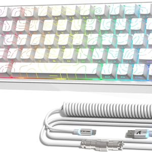 ATTACK SHARK X68MAX HE Clavier En Aluminium CNC Complet, 8KHz Rapid Trigger, Actionnement Ajustable 0.005mm, Filaire RGB Gaming Avec Interrupteur Magnétique, Snap Tap,Câble C01 Ultral (Contours Blanc)