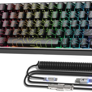 ATTACK SHARK X68MAX HE Clavier en Aluminium CNC Complet, 8KHz Rapid Trigger, Actionnement Ajustable 0.005mm, Filaire RGB Gaming avec Interrupteur Magnétique, Snap Tap,Câble C01 Ultral (Contours Noir)