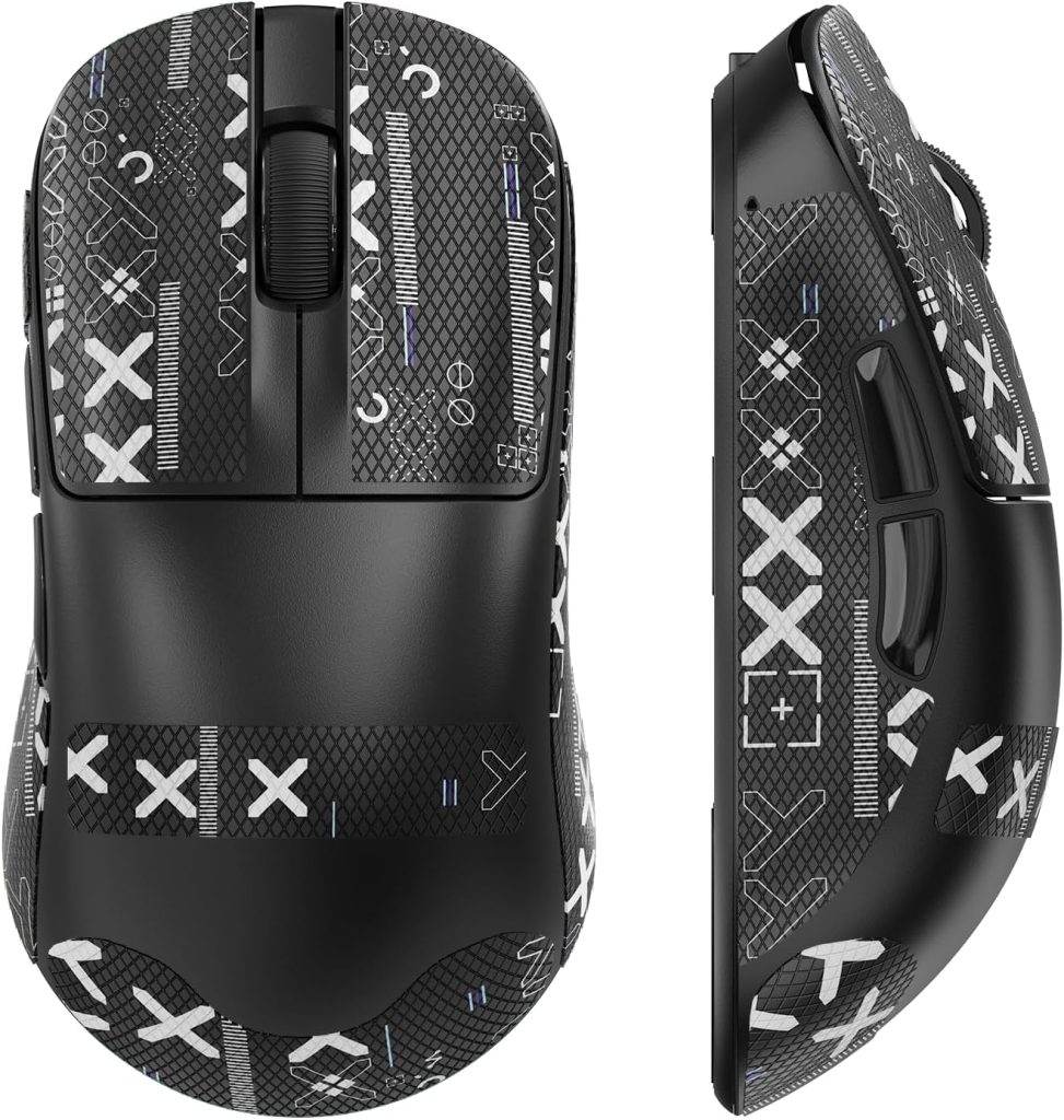 MAGIC-REFINER AJ199 Souris De Jeu sans Fil Superlégère 49g avec Bande De Prise en Main, Capteur PAW3311, MCU BK3633, 24KDPI Réglable, 1KHz, BT/2.4G/Fil, 600mAh Rechargeable, pour PC/Win/Mac, Noir